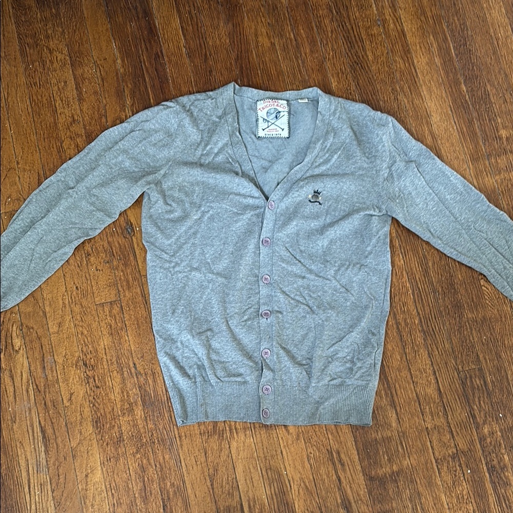 Diesel Gray Cardigan Sweater with Ribbed Cuffs